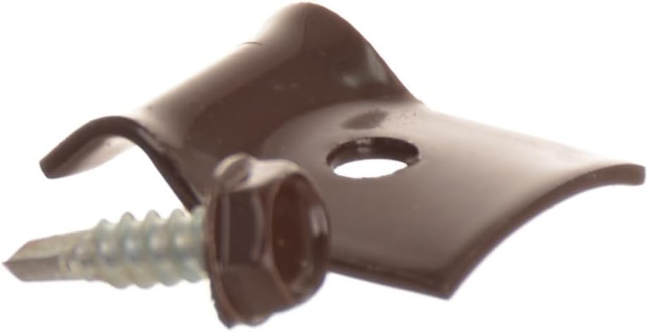 Aqbau® 15 x Double Rod Fence Fastener Set with Self Tapping Screws Fence Fixing Clamp Support for Tension Wire or Fence (Brown Ral 8017)