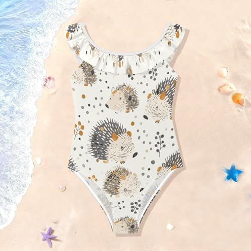Traje de baño para niña cómodo evita rozaduras bañador playa gris marfil 2