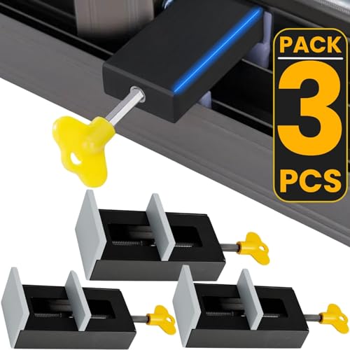 Pack 3 Cerraduras de Aluminio Para Ventanas Correderas - Cerradura Puerta Corredera - Cierre Para Garantizar Seguridad Ventana - Topes seguridad ventanas Ajustables con Llaves Incluidas. (Negro)