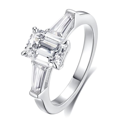 Bague de fiançailles moissanite D VVS1 luxe en or blanc 18K