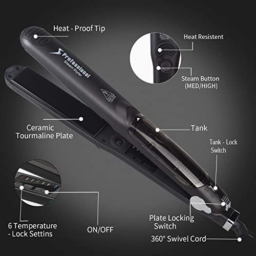 Plancha de pelo 2 en 1 con vapor y placas cerámicas miniatura 2
