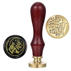 Tomaibaby Wax Afdichting Stempel Vintage Retro Arts Ambachten Houten Handvat Metalen Stempel Maan Skelet Patroon Stempel…