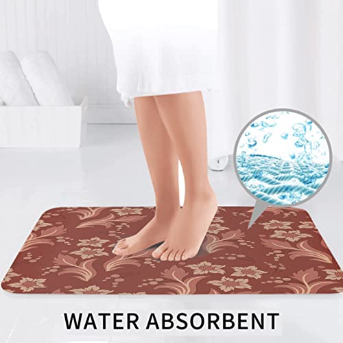 Badematte Badvorleger Set 3-tlg. Teppich, Spitze rot antik Blumenmuster abstrakt Damast arabisch Barock Bordüre Kurve De… – Bild 4