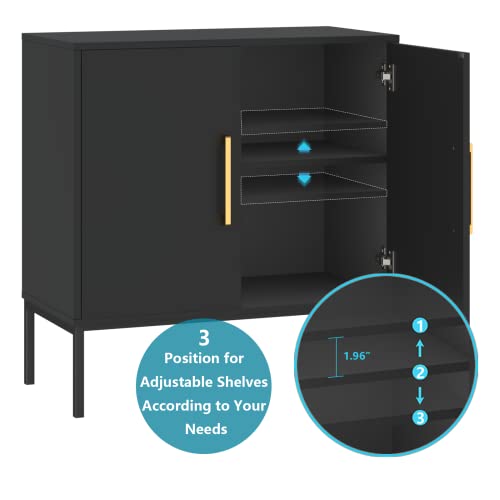 Novamaison Sideboard Buffet Cabinet, Black Storage Cabinet With 2 Doors And Adjustable Shelves, Accent Cabinet For Dining Room,Hallway #TOP3