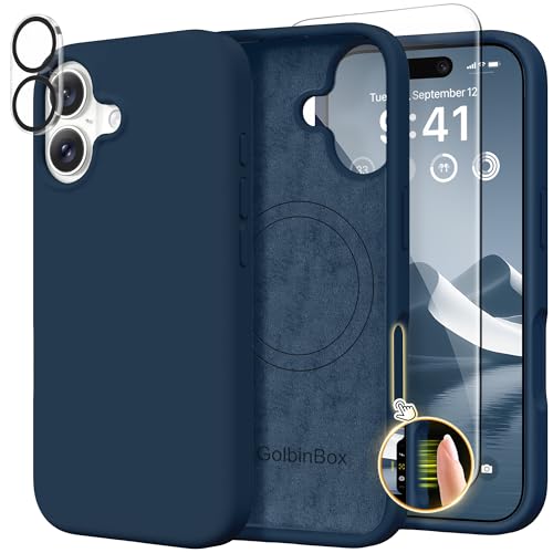 Image of GolbinBox Magnetic for iPhone 17 Case, Silicone Cover, Dark Blue