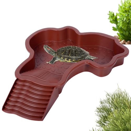 Piscine Tortue Terrestre Mangeoire, Plat d'eau Bassin pour Tortue de Piscine avec Rampe, Bol d'eau pour Reptiles avec Échelle, Bassin de Douche pour Terrasse...