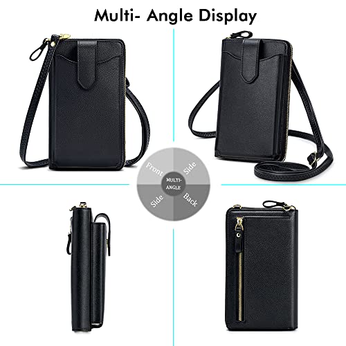 Peacocktion Small Crossbody Cell Phone Purse For Women, Shoulder Bag Wallet With Credit Card Slots （Black 03） #TOP1