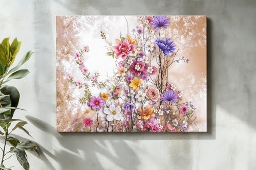 Image of ArtX Canvas Floral Paintings for Living Room, Big Size Scenery, Flowers Painting for Wall, Multicolor, Nature, 58.0 X 45.0 cm, Set of 1