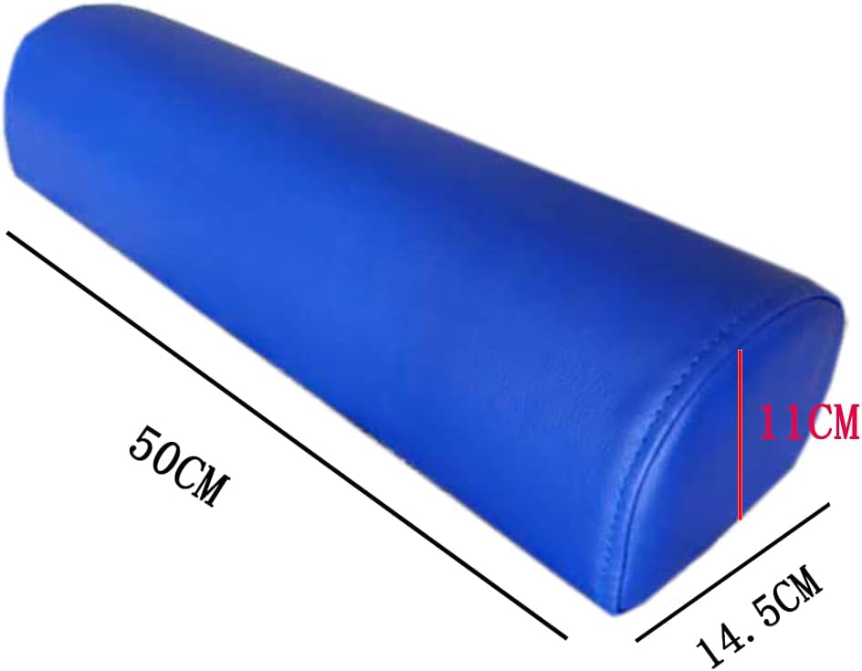 Semi Roll Pillow, Leather Sponge Semi Round Pillow Cushion Massage Half Circle Bolster Neck Pillow for Legs, Feet, Knees, Side, Back & Lumbar Rest (Beige White, 50×14.5×11cm/19.7"×5.7"×4.33")