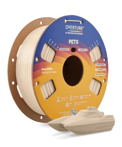 Image of OVERTURE PETG Filament 1.75mm, High Speed 3D Printer Filament, Neatly Wound & Clog-Free, 1kg Spool (2.2lbs) Rapid PETG, Dimensional Accuracy + /- 0.02mm, Fit Most FDM Printers (Bone White)