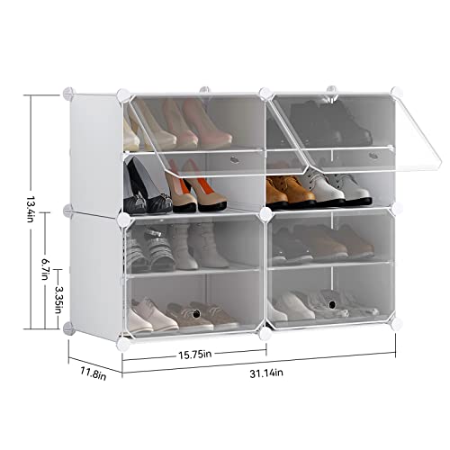 Unzipe Shoe Rack, 8-Tier Shoe Storage Cabinet 16 Pair Free Standing Shoe Racks Plastic Shoes Shelves Diy Cube Organizer For Closet Hallway Bedroom Entryway Garage, White #TOP2