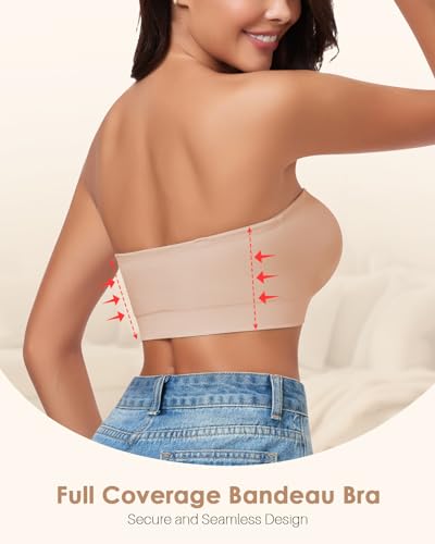 Strapless Bra for Women Bandeau Bras Seamless Wireless Padded Bandeau Top Non-Slip Tube Top2