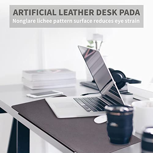 LOHOME Desk Pads Artificial Leather Laptop Mat with Fixation Lip, Perfect Desk Mate for Office and Home, Rectangular, Large, Black