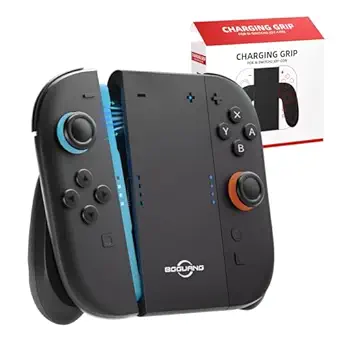 Switch 2 Joycon Charging Grip with Built-in 2000 mAH Battery, Super Magnetic Charger Handle for Nintendo Switch 2 Joycons, Ergonomic Controller Grips for Playing While Charging, Switch 2 Accessories Black (Built-in Battery Black)