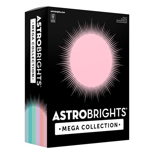 Astrobrights Mega Collection Colored Cardstock Unicorn Assortment Expanded 6Colors 324 Sheets 65 lb/176 gsm 8.5 x 11 - MORE COLORS MORE SHEETS! (92060)