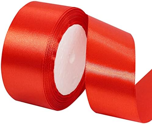 Red Satin Ribbon 10mm, 22M Solid Colors Fabric Red Ribbon for Crafting, Gift Wrapping, Balloons, DIY Sewing Project, Hair Bows, Xmas, Valentine, Presents Bouquets Floral Wedding & Cake Decoration