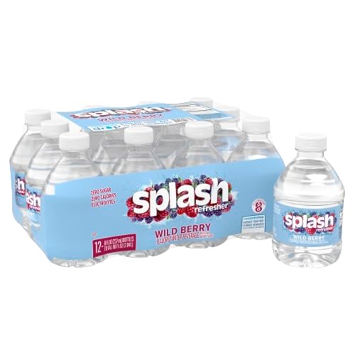 Image of SPLASH REFRESHER Flavored Water Bottles, Wild Berry Flavor - 12 Pack | Refreshing Flavored Bottled Water with Electrolytes - Zero Sugar & Zero Calories - 8 Fl Oz