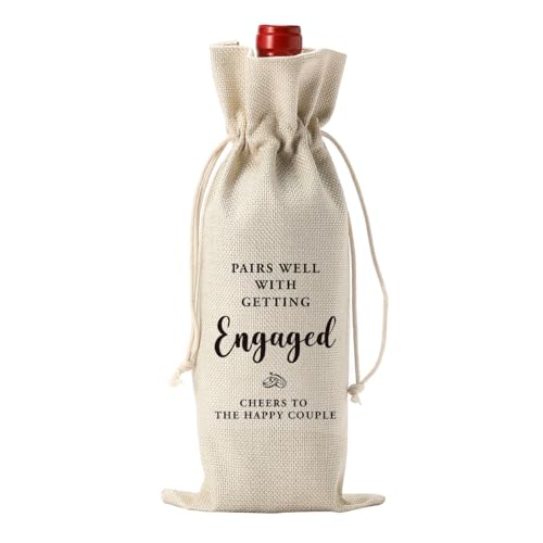 YUANHAO Engagement Wine Bag, Engagement Gifts for Couples, Bridal Shower Gifts, Bachelorette Gift for Bride Groom, Pairs Well with Engaged Wine Bag