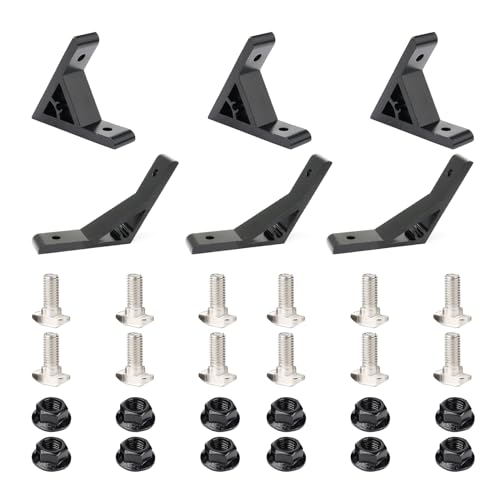Image of 3Pcs 60deg, 3Pcs 120deg 2020 Aluminum Extrusion T Slot Angle Bracket 20 Series Extruded Hardware 60 Degree Joint Corner Connector for 60 120 Degree 20 /20 80 20 2040 Black Aluminum Profile