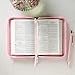 KJV Holy Bible, Mini Pocket Size, Faux Leather Red Letter Edition - Ribbon Marker, King James Version, Pink/Saddle Tan, Zipper Closure, 6.2