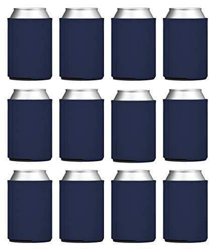 TahoeBay Blank Beer Can Coolers, Plain Bulk Collapsible Foam Soda Cover Coolies, Personalized Sublimation Sleeves for Weddings, Bachelorette Parties, HTV Projects (Navy)