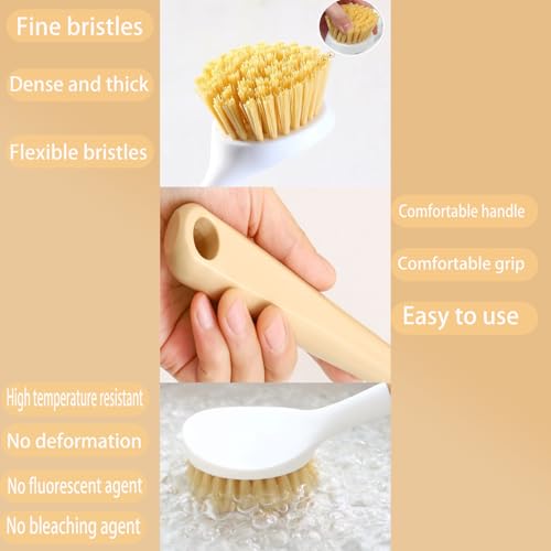 Image of 2 Pack Dish Brushes with Built-in Scraper, Heavy-Duty Kitchen Scrubbers with Non-Slip Handle, for Pots, Pans & Sink Cleaning