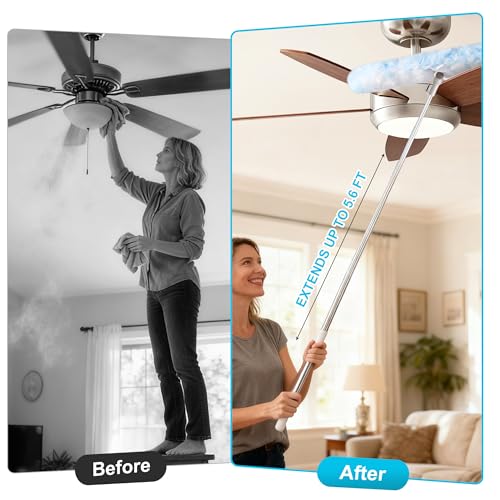 Image of JOYMOOP 6 ft Extendable Duster Handle with 24 Heavy Refills, Compatible with Swiffer Duster Refills, Disposable Microfiber Dusting Pads for Home Cleaning, Ceiling, Fan, Window, Hard-to-Reach Areas