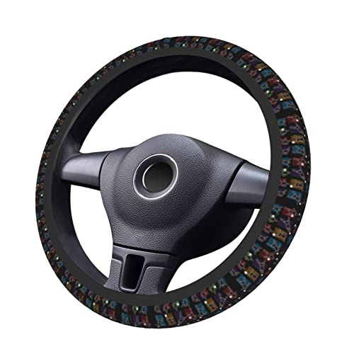 Cubierta del Volante Coche 15In/38Cm Vamos A Patear Un Poco De Fútbol De Hierba Durable Cubierta para Volante Absorción del Sudor Protector del Volante para Accesorios Decoracion Furgoneta
