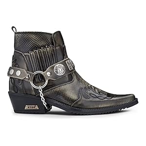 Heren enkel cowboy laarzen premium echt leer vintage wincklepickers paardrijden danslaarzen Cubaanse hak, Olijf Zwart, 38.5 EU