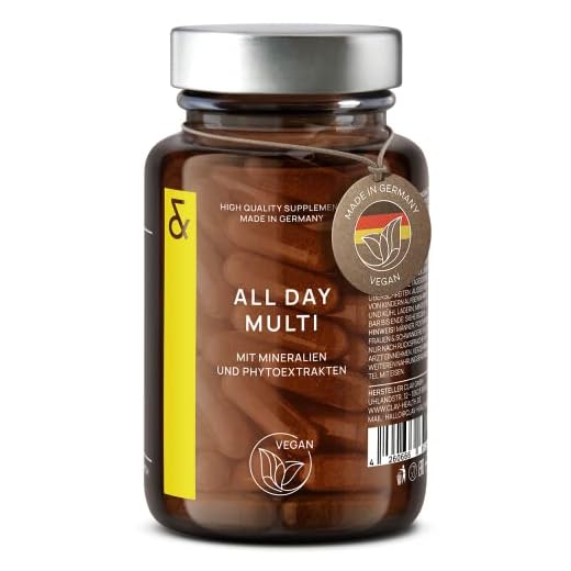 CLAV® Multivitamin – 120 Kapseln – hochdosiert mit 30 Vitaminen A-Z – Mineralstoffe, Spurenelemente & Pflanzenextrakte – All In One Premium Multi Vitamine – natürlich & vegan