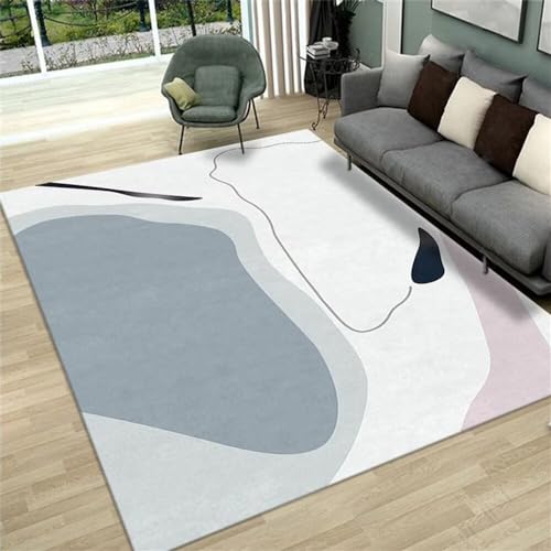 Tapis de salon bleu gris lavable pour chambre de jeune et balcon - 2