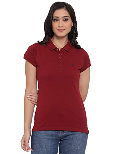 Image of Cantabil Women Half Sleeves Collar Neck T-Shirt (Black)