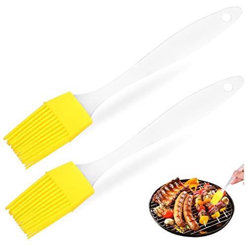 BRIGHTFUFU 2 Pcs Silicone Basting Brush Ergonomic Handle for Cooking Baking and Grilling for Sauces Pastries and Outdoor Barbecues Flexible Bristles for Even Sauce Distribution