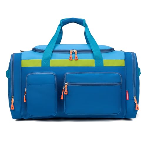 Image of HawLander Large Kids Duffle Bag for Travel, Overnight, or Weekender, 22" inch (Blue)