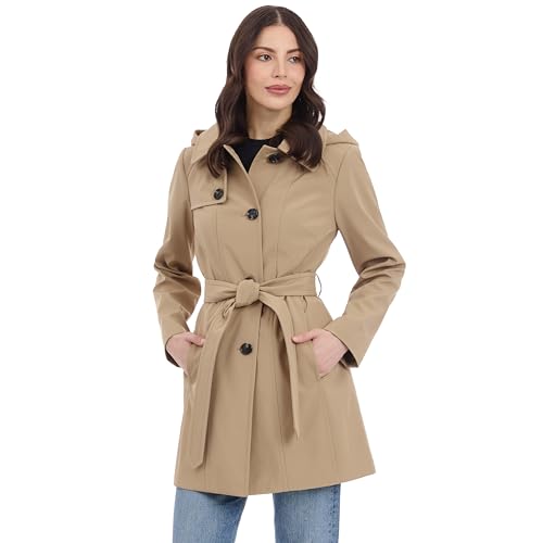 Michael Kors Women's Belted Raincoat with Detachable Hood