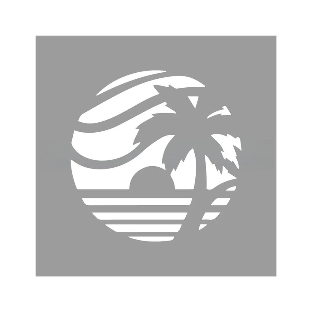 Sunset Coconut Palm Seascape Vinyl Sticker Waterproof Decal for Car Truck Motorcycle Laptop(White,20x20cm)
