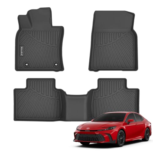 Floor Mats for 2025 2026 Toyota Camry (Include Hybrid) LE/SE/XLE/XSE All Weather Protection TPE Rubber Full Set Automotive Floor Liners for 2026 Camry Hybrid Accessories Odorless Anti-Slip Black