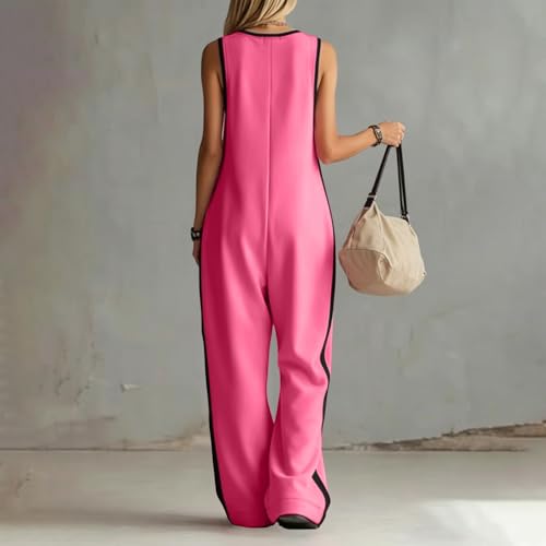 Mono de moda sin mangas overol casual holgado de pierna ancha para mujer M 3