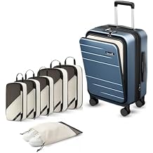 LUGGEX Carry On Luggage and 6 Set Travel Packing Cubes Bundle Travel Essentials