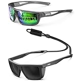 ATTCL Bundle Sports Polarized Sunglasses For Men Women Cycling Driving Fishing 100% UV Protection Sunglass:(2021-Clear+green)+(1124-C1-Back-All)