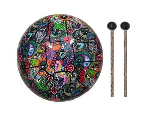 Image of Beanny 6 Inch Steel Tongue Drum Handpan Instrument for Meditation, Yoga & Sound Healing | Zen Tank Drum with Mallets | Relaxation, Mindfulness & Music Therapy Percussion Instrument (Flower)