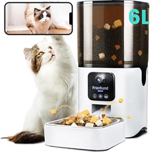 Automatic Cat Feeder with Camera, 6L Camera Cat Feeder Automatic, Night Vision, 1080P Camera Dog Food Dispenser Dog Feeder Automatic Pet Feeder Gfit