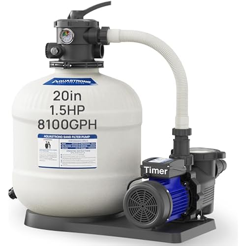 AQUASTRONG 20in Sand Filter Pump for Above Ground Pool with Timer