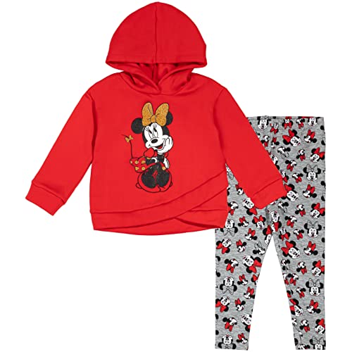 Image of Disney Minnie Mouse Fleece Pullover Crossover Hoodie and Leggings Outfit Set Infant to Big Kid Sizes (12 Months - 14-16)