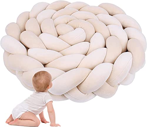 LOVEXIN Tour de lit tressé - Coussin multifonction - Oreiller noué en peluche - Rails de lit anti-collision - Oreiller noué - Tour de lit simple - A, 3 m