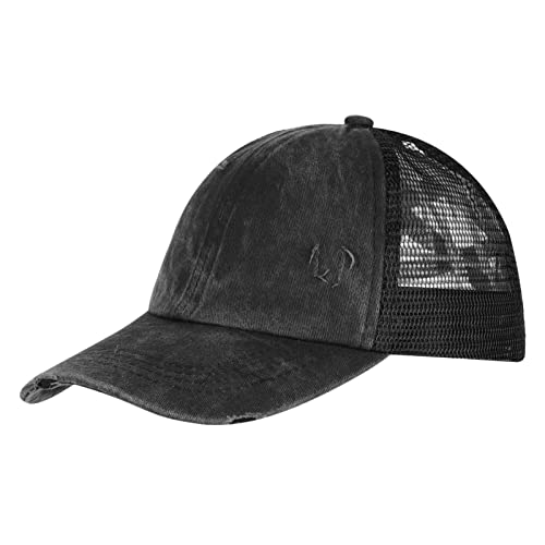 LONTG - Casquette Queue de Cheval Fille 4-10 ans Casquette de Baseball Mesh Croisée Casquette été respirant Chapeau Casquette Réglable Casquette Snapback Anti-Soleil pour Running Golf Randonnée Extérieur