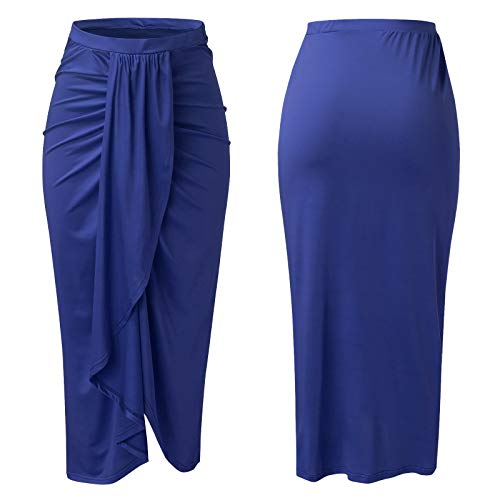 Women's Culottes Midi Skirt Solid Versatile Women's Summer Skirt A Line Long Skirt High Waist Casual Skirts for A Line Umbrella Skirt Costume Elastic Blue - Image 2