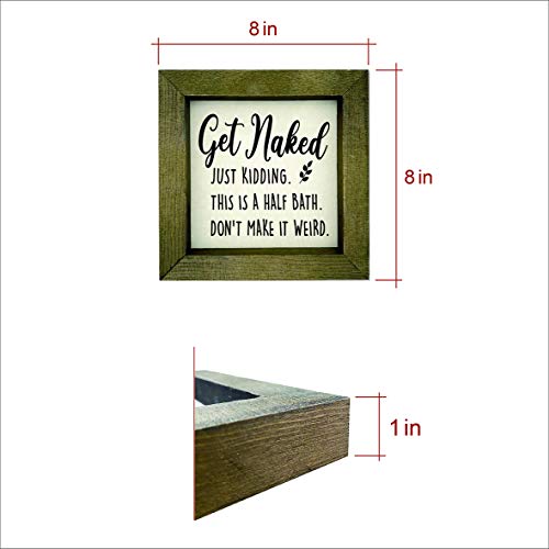 Mayavenue Funny Country Art Decor Sign, Humorous Bathroom Rustic Home Decor, Farmhouse Modern Style Free Standing Wood Solid Home Decorations, 8X8 Inch #TOP4