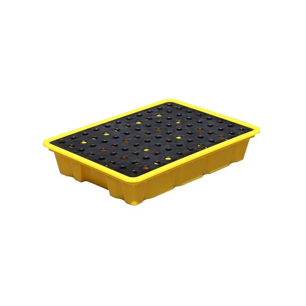 JKJZSALJ Spill Containment Pallet,Industrial Plastic Pallets With Modular Spill Platforms For Leak Proof Containment Of Oil Drums In Laboratory,Yellow,49 * 35 * 9.5cm