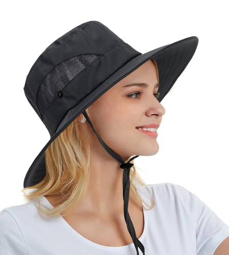 Image of Sun Hat for Women Summer UV Protection Beach Hat with Ponytail Hole